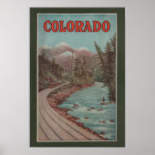 View of Train Alongside River - Travel Poster (Devant)