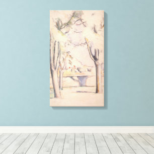 View Thru the Trees door Paul Cezanne, Vintage Kun Canvas Afdruk