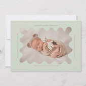 Vif Wavy Green Frame Photo Faire-part de naissance (Devant)