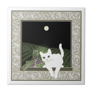 Vigne, Clair de Lune et Chat Blanc Tegeltje