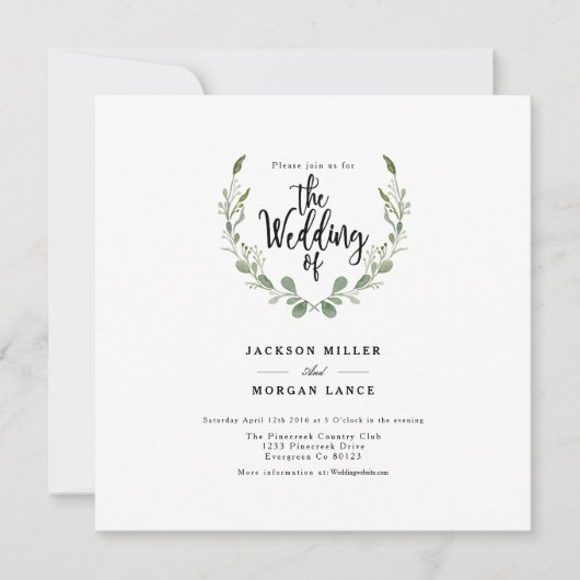 Vigne de verdure rustique | Invitation de mariage  (Devant)