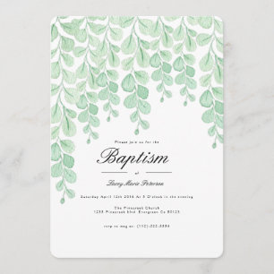 Vigne du jardin Invitation de baptême d'aquarell