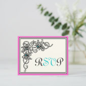 Vigne fleurie noir rose turquoise mariage RSVP (Debout devant)