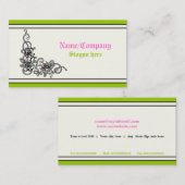 Vigne fleurie noir vert rose carte de visite (Devant / Derrière)