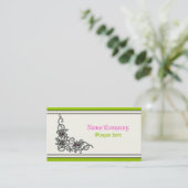 Vigne fleurie noir vert rose carte de visite (Debout devant)