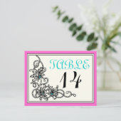 Vigne fleurie rose turquoise numéro de table maria (Debout devant)