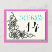 Vigne fleurie rose turquoise numéro de table maria (Dos)