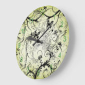 Vignes à feuilles tourbillonnant Horloge ronde (Angle)