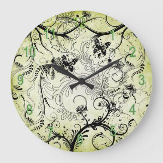 Vignes à feuilles tourbillonnant Horloge ronde