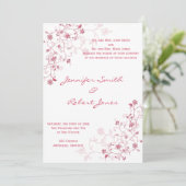 Vignes à fleurs roses Faire-part de mariage (Debout devant)