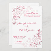 Vignes à fleurs roses Faire-part de mariage (Devant / Derrière)