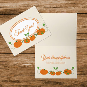 Vignes citrouilles pliées Carte de remerciements