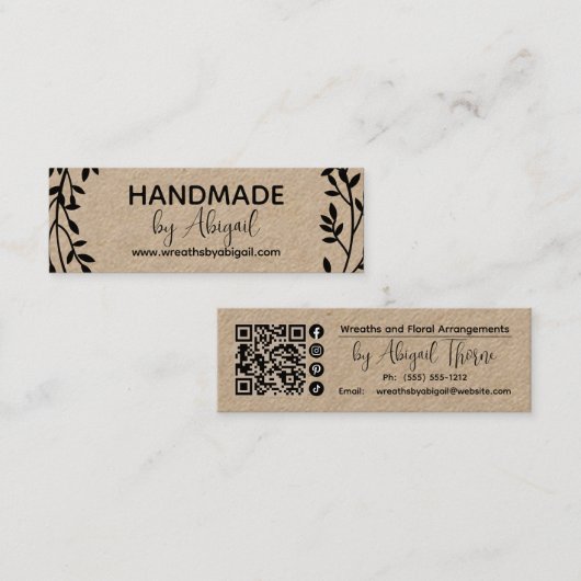 Vignes de couronnes faites main | Carte de visite  (Devant / Derrière)