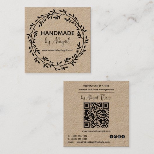 Vignes de couronnes faites main | Carte de visite  (Devant / Derrière)