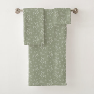Vignes et fleurs vert d'olive de mellow Motif