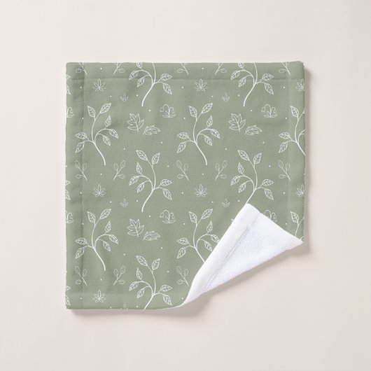 Vignes et fleurs vert d'olive de mellow Motif (Gant de toilette)