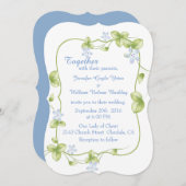 Vignes Florales Bleues Faire-part de mariage (Devant / Derrière)