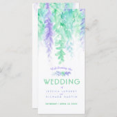 Vignes mariages en cascade programme vert aquarell (Devant / Derrière)