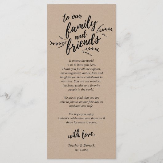 Vignes Rustiques Kraft, Carte de remerciements de  (Devant)