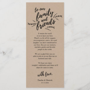 Vignes Rustiques Kraft, Carte de remerciements de