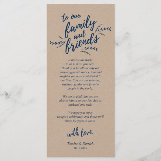 Vignes Rustiques Kraft, Carte de remerciements de  (Devant)