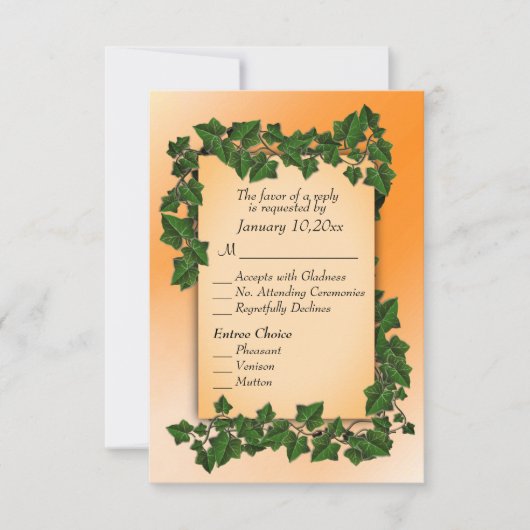 Vignes sur Orange automne RSVP avec plat principal (Devant)