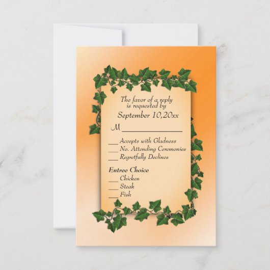 Vignes sur Orange automne RSVP avec plat principal (Devant)