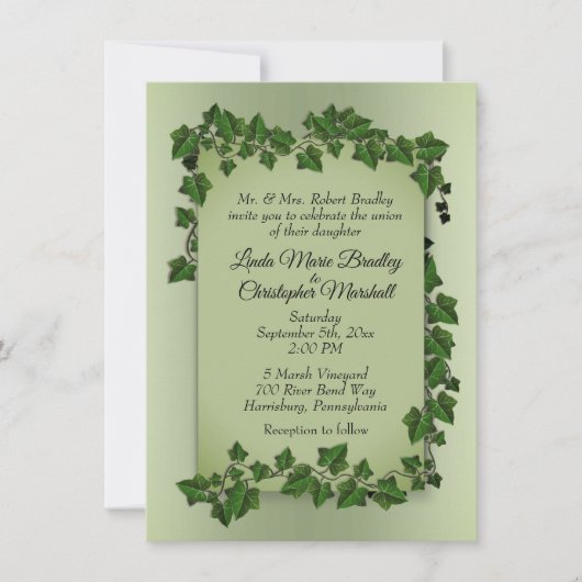 Vignes vert d'olive Faire-part de mariage (Devant)