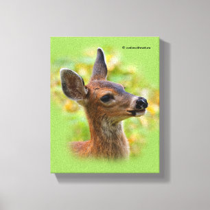 Vignetted Portret of Smiling Blacktail Deer Fawn Canvas Afdruk