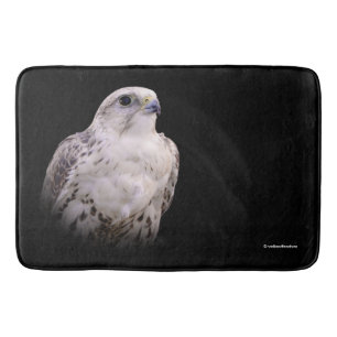 Vignetted Portret van een Inquisitive Saker Falcon Badmat