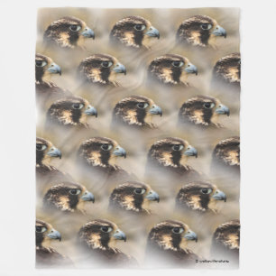 Vignetted Profile of a Peregrine Falcon Fleece Deken