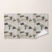 Vignettes de Noël victoriennes avec verdure d'hive (Serviette à main)