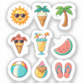 vignettes d'été sticker vinyle, vacances tropicale (Recto)