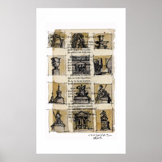 Vignettes in de tuin van Versailles, Frankrijk Poster (Voorkant)