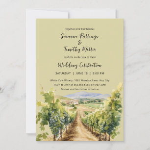 Vignoble aquarelle avec faire-part de mariage RSVP
