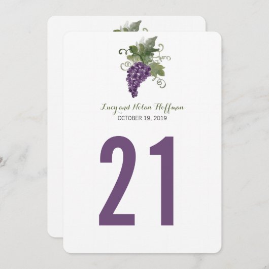Vignoble aquarelle | Numéro de table (Devant / Derrière)