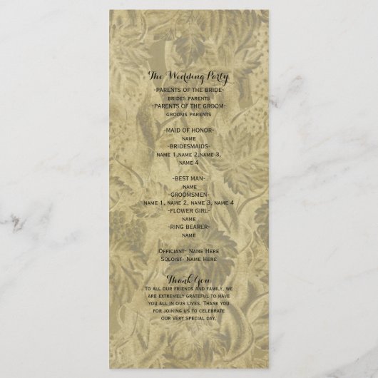 Vignoble de raisins Élégant programme de mariage É (Dos)