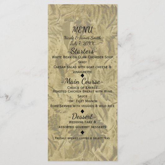 Vignoble de raisins Menu de mariage élégant de la  (Devant)