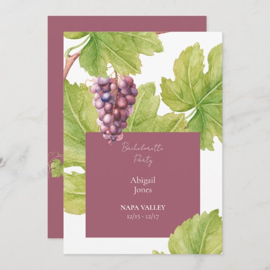 Vignoble Destination Bachelorette Party Invitation (Devant / Derrière)