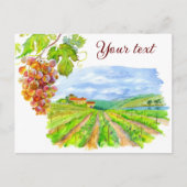 Vignoble ensoleillé. Carte postale Watercolor Art (Devant)
