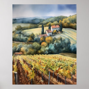 Vignoble français Paysage Art Imprimer Poster