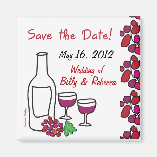 Vignoble rouge Mariage Sauvez la date Magnet (Devant)