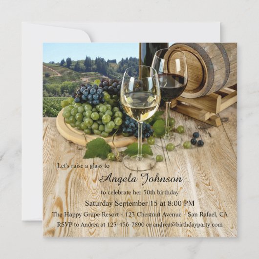 Vignoble Thème de fête Invitation (Dos)