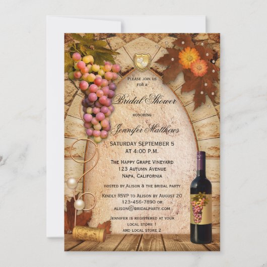 Vignoble thème Vignoble Douche nuptiale Invitation (Devant)