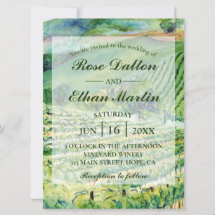 Vignoble Vignoble Aquarelle Mariage Invitations