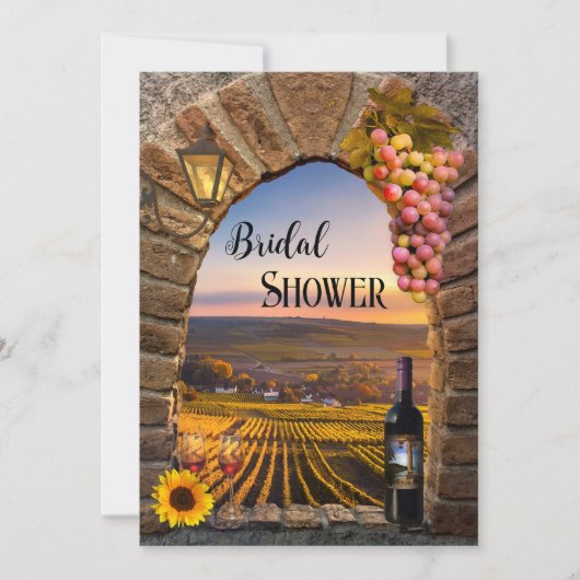 Vignoble Vin QR Code Douche nuptiale Invitation (Devant)