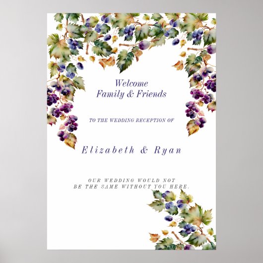 Vignoble Vineyard Mariage Welcome Poster (Devant)