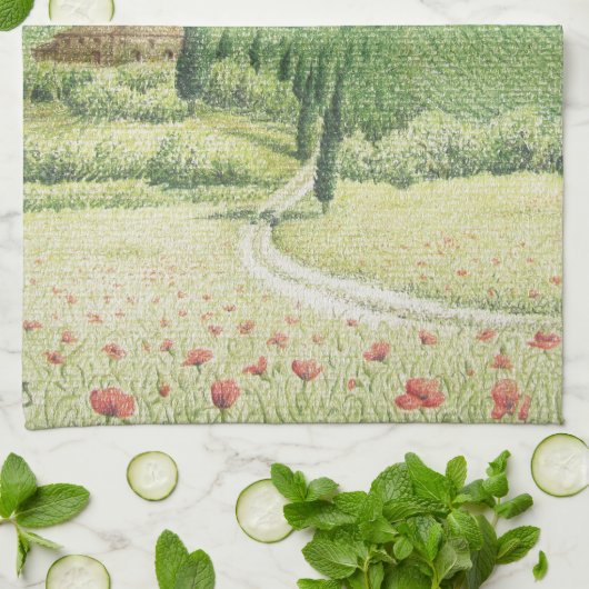 Vignobles toscans, Italie en serviette de thé en (Plié)