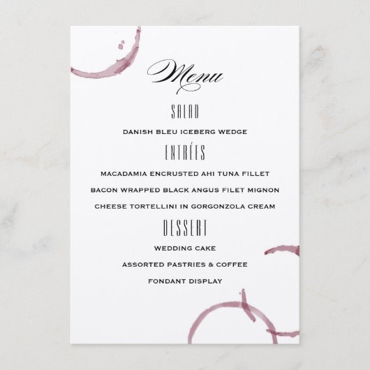 Vignobles Vignobles Menu Mariage (Devant)