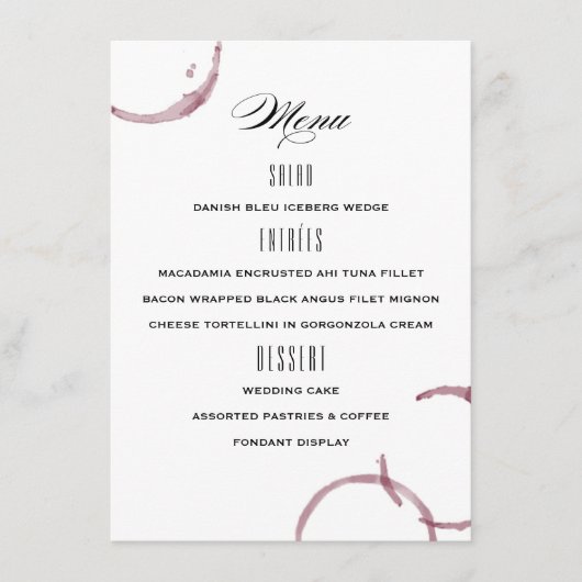 Vignobles Vignobles Menu Mariage (Devant)